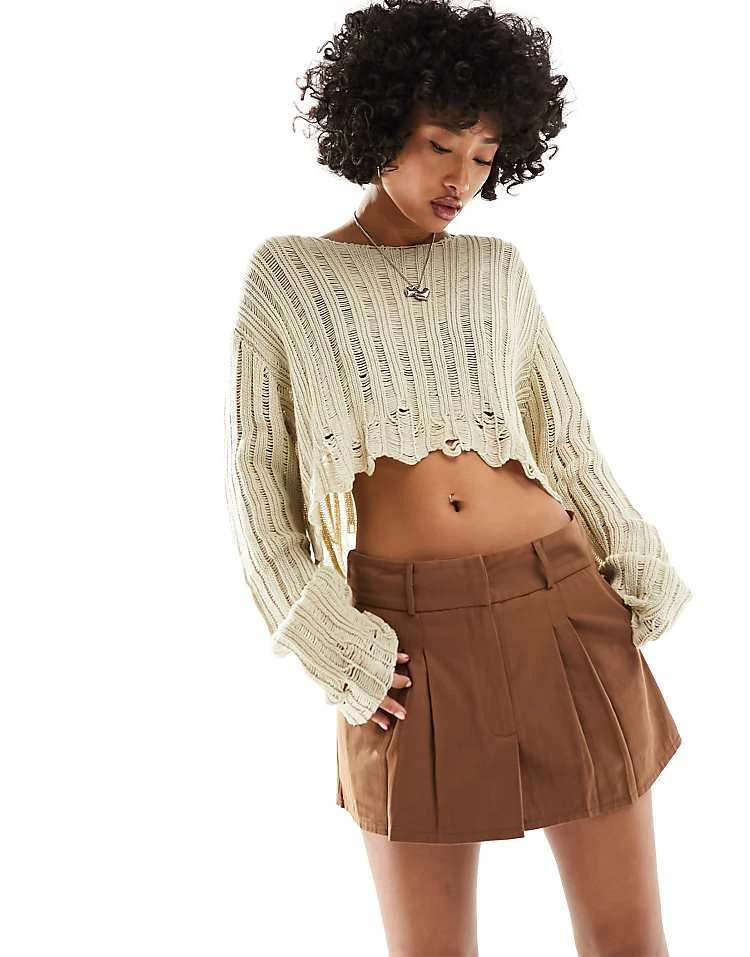 Daisy Street Mini Pleated Skirt In Tan Brown For Women 6 Daisy Street Mini Pleated Skirt In Tan Brown For Women - Image 6