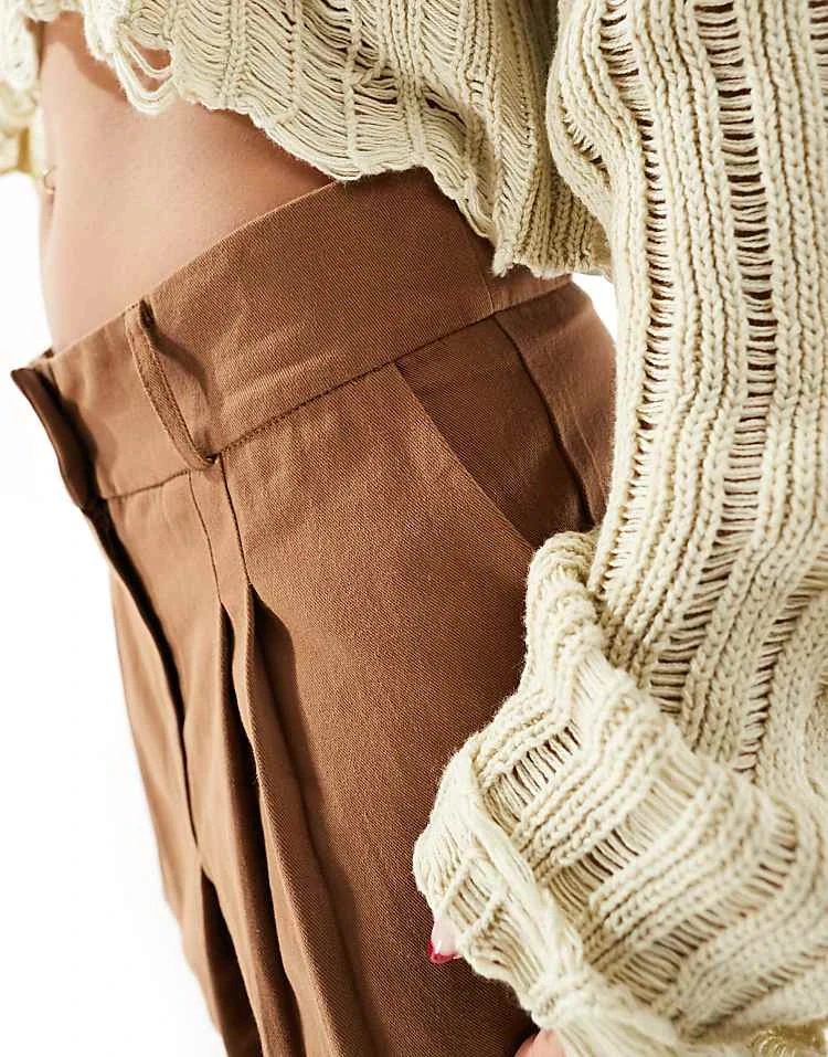 Daisy Street Mini Pleated Skirt In Tan Brown For Women 2 Daisy Street Mini Pleated Skirt In Tan Brown For Women - Image 2