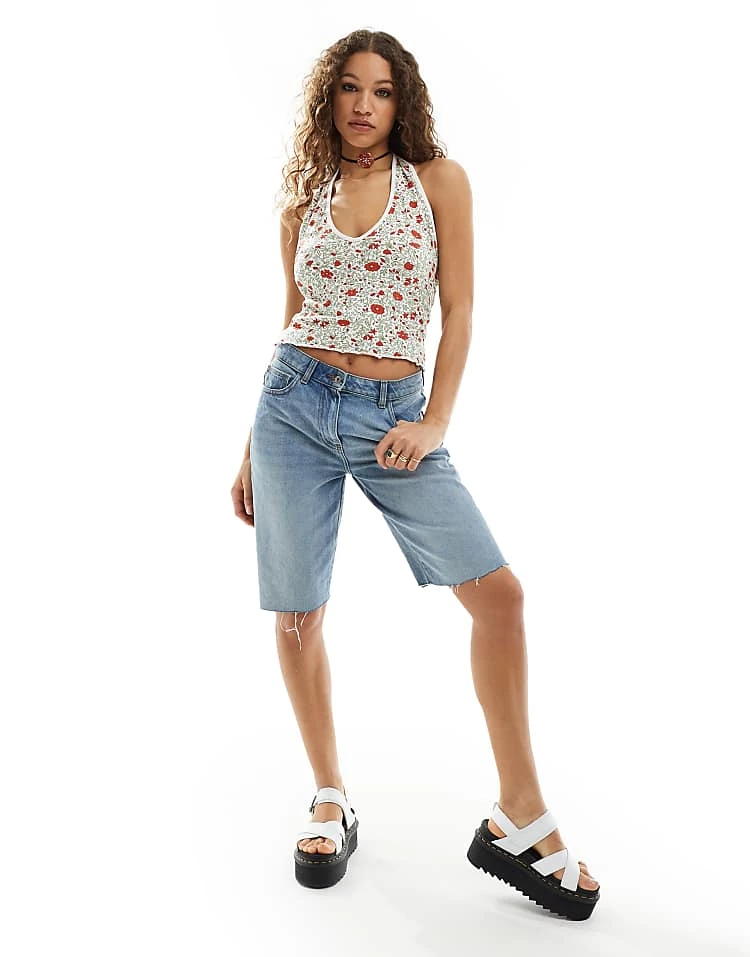 Daisy Street 90s Halter Neck Crop Top In Red Ditsy Floral For Women 2 Daisy Street 90s Halter Neck Crop Top In Red Ditsy Floral For Women - Image 2