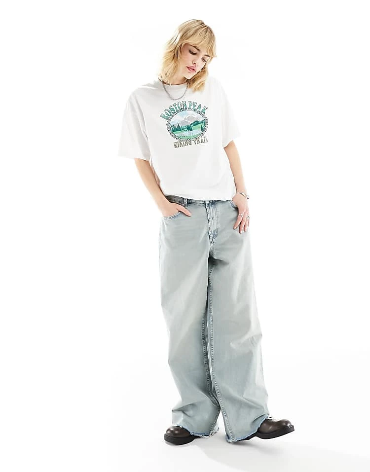 Daisy Street Relaxed T-shirt With Roston Peak Print For Women White 2 Daisy Street Relaxed T-shirt With Roston Peak Print For Women White - Image 2