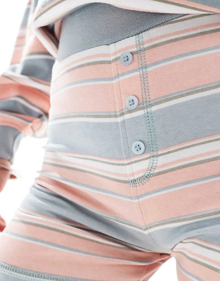 Daisy Street Boxer Style Button Front Shorts Co-ord In Pink Blue Stripe For Women 4 Daisy Street Boxer Style Button Front Shorts Co-ord In Pink Blue Stripe For Women - Image 4