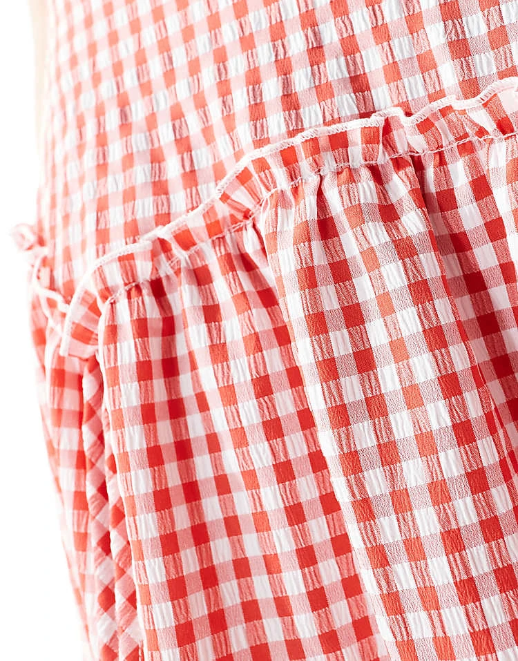 Daisy Street Hanky Hem Midi Skirt Co-ord In Red Gingham For Women 4 Daisy Street Hanky Hem Midi Skirt Co-ord In Red Gingham For Women - Image 4