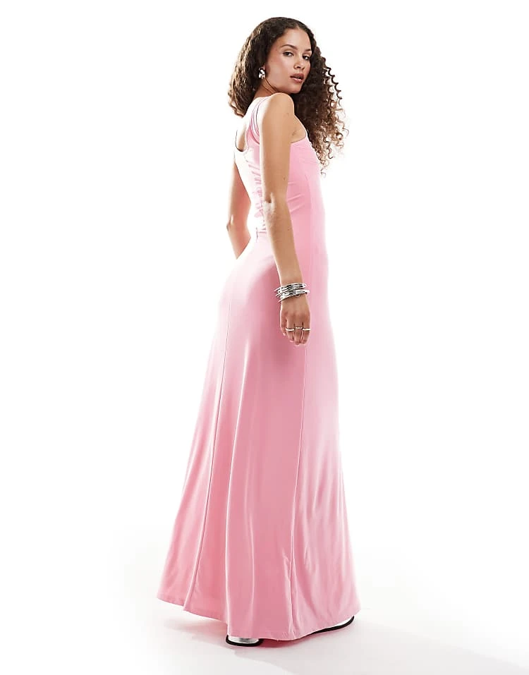 Daisy Street Cut Out Scoop Neck Maxi Dress In Bubble Gum Pink For Women 4 Daisy Street Cut Out Scoop Neck Maxi Dress In Bubble Gum Pink For Women - Image 4