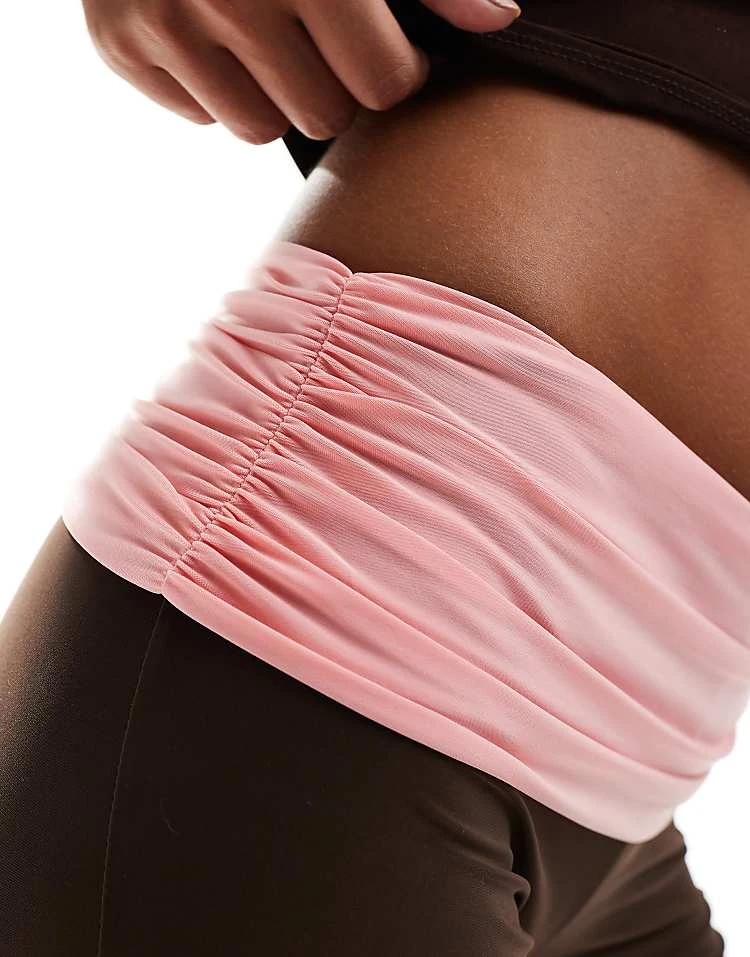 Daisy Street Low Rise Fold Over Flare Trouesrs In Chocolate Pink For Women Brown Pink 2 Daisy Street Low Rise Fold Over Flare Trouesrs In Chocolate Pink For Women Brown Pink - Image 2