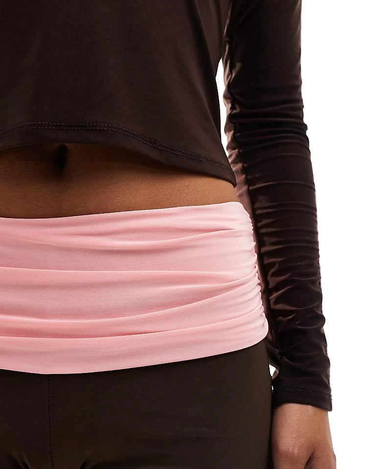 Daisy Street Low Rise Fold Over Flare Trouesrs In Chocolate Pink For Women Brown Pink 5 Daisy Street Low Rise Fold Over Flare Trouesrs In Chocolate Pink For Women Brown Pink - Image 5
