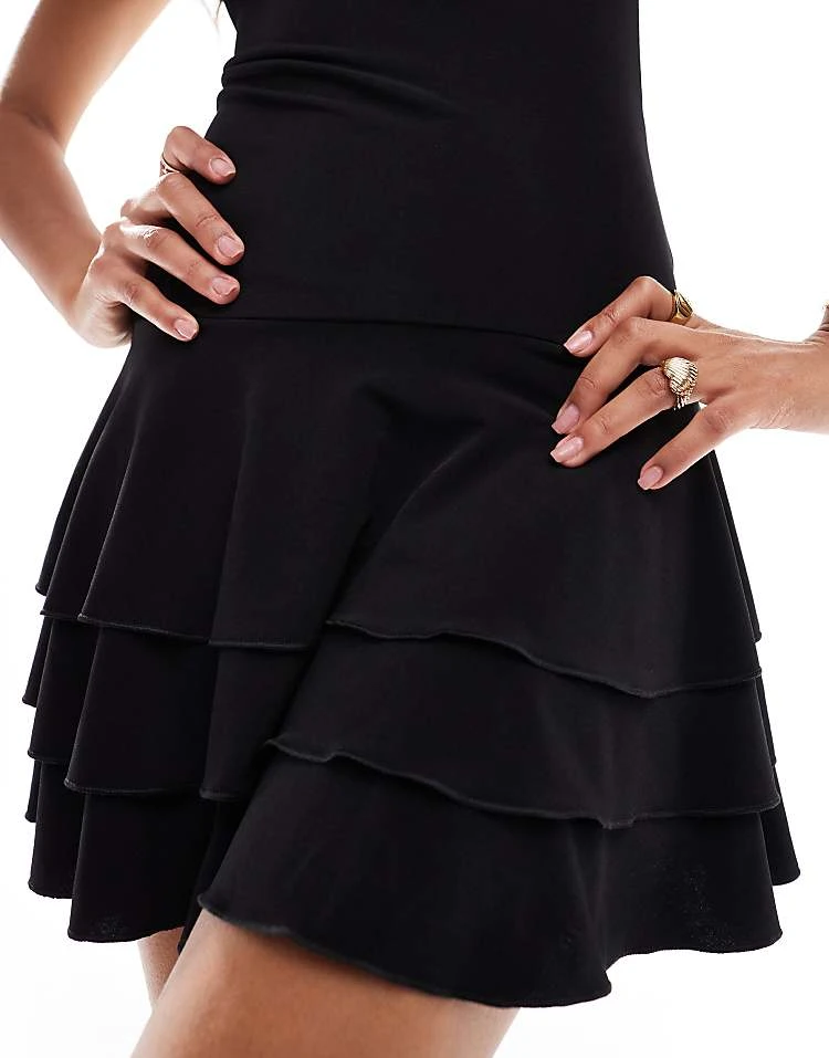 Daisy Street Slash Neck Ruffle Hem Mini Dress In Black For Women 3 Daisy Street Slash Neck Ruffle Hem Mini Dress In Black For Women - Image 3