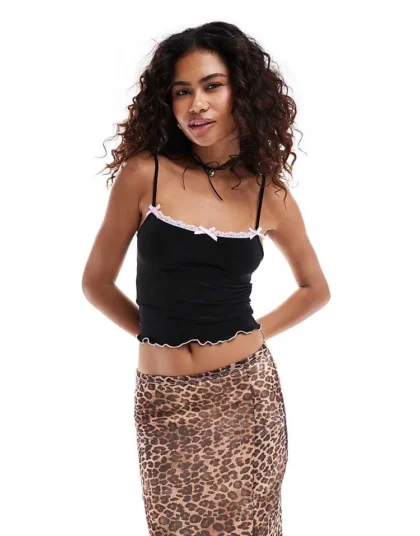 Daisy Street Bow Detail Cami In Black For Women