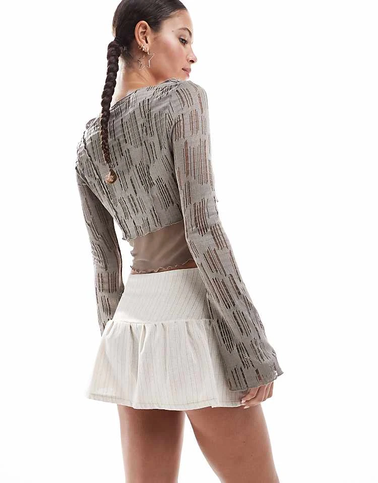 Daisy Street Low Rise Drop Waist Mini Puff Skirt In Natural Cream Stripe For Women 5 Daisy Street Low Rise Drop Waist Mini Puff Skirt In Natural Cream Stripe For Women - Image 5