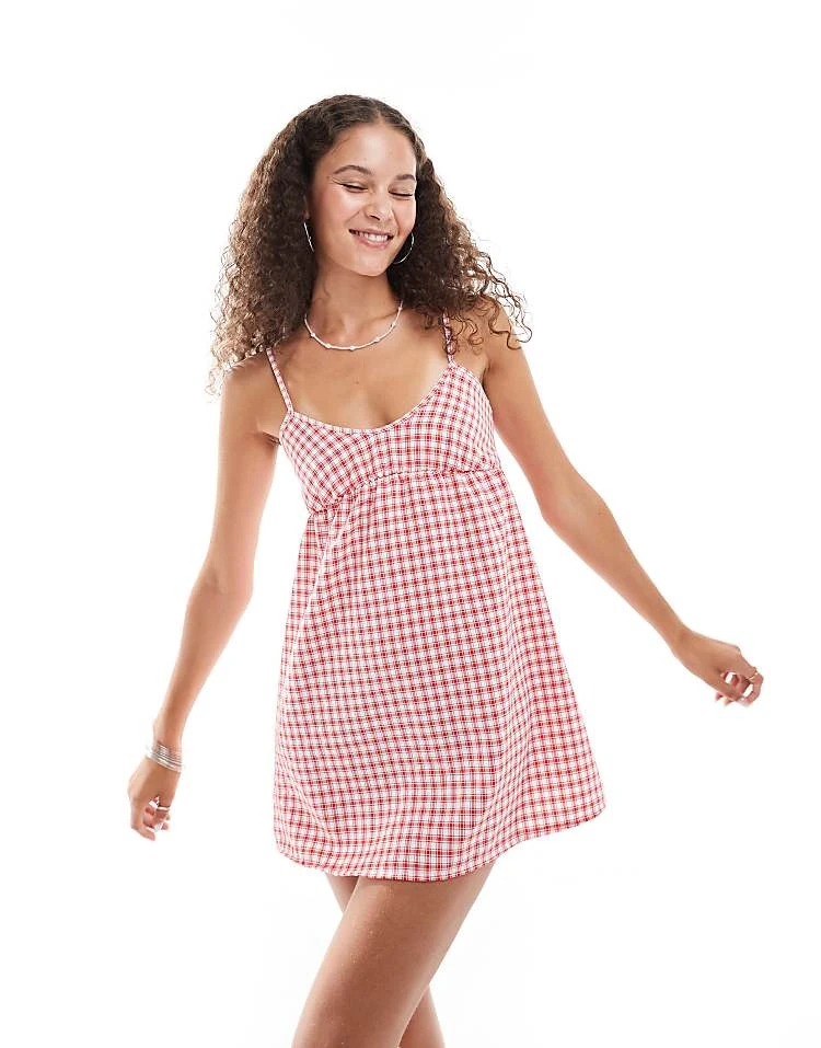 Daisy Street Babydoll Cami Mini Dress In Red Gingham For Women 5 Daisy Street Babydoll Cami Mini Dress In Red Gingham For Women - Image 5