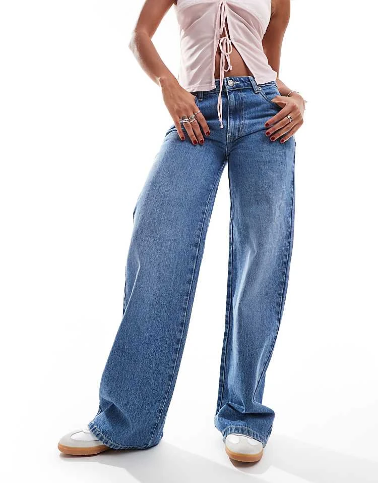 Daisy Street Low Rise Boyfriend Jeans In Mid Wash Blue Denim For Women Indigo 3 Daisy Street Low Rise Boyfriend Jeans In Mid Wash Blue Denim For Women Indigo - Image 3