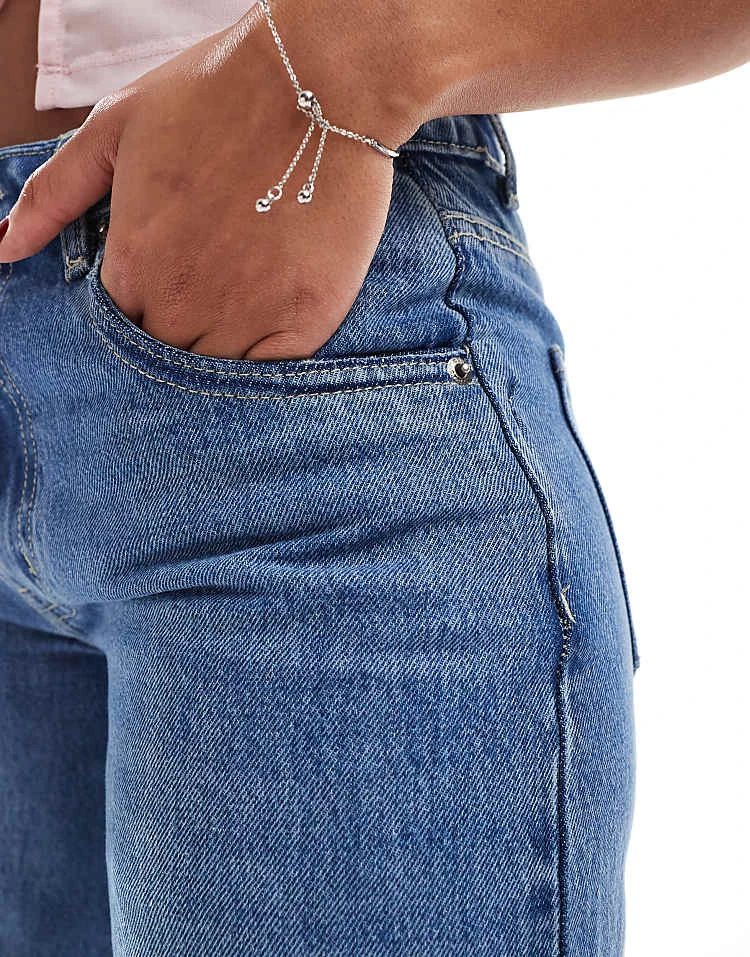 Daisy Street Low Rise Boyfriend Jeans In Mid Wash Blue Denim For Women Indigo 5 Daisy Street Low Rise Boyfriend Jeans In Mid Wash Blue Denim For Women Indigo - Image 5