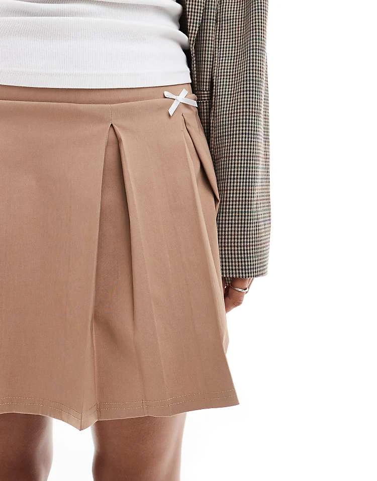 Daisy Street Awkward Length Pleated Skirt With White Ribbon Detail For Women Stone 5 Daisy Street Awkward Length Pleated Skirt With White Ribbon Detail For Women Stone - Image 5