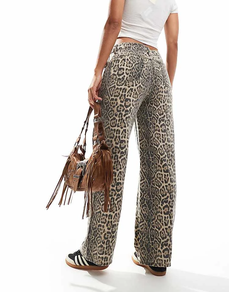 Daisy Street Low Rise Baggy Washed Leopard Print Jeans For Women 4 Daisy Street Low Rise Baggy Washed Leopard Print Jeans For Women - Image 4