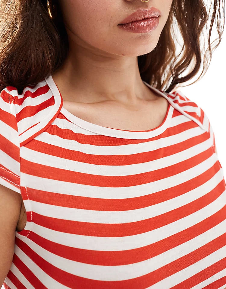 Daisy Street 90s Fitted Baby Tee In Red And White Stripe For Women Multi 4 Daisy Street 90s Fitted Baby Tee In Red And White Stripe For Women Multi - Image 4