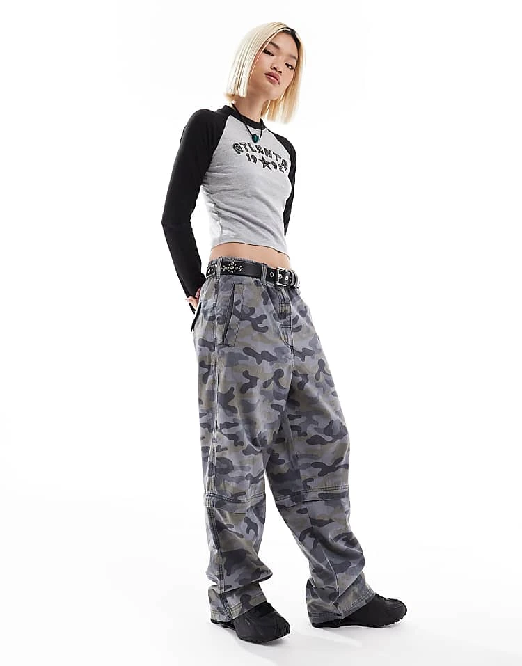 Daisy Street Applique Raglan Atlanta Baby Tee For Women Grey 2 Daisy Street Applique Raglan Atlanta Baby Tee For Women Grey - Image 2