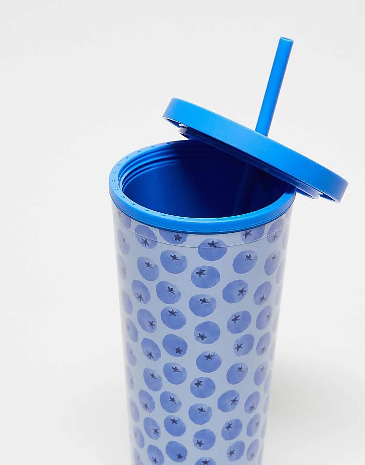 Daisy Street Blueberry Re-usable Drinking Cup And Straw In Blue For Women Blueberries 2 Daisy Street Blueberry Re-usable Drinking Cup And Straw In Blue For Women Blueberries - Image 2