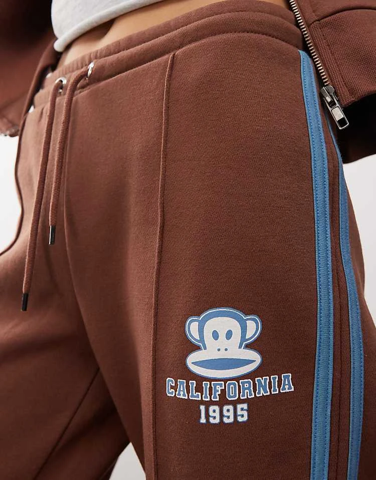 Daisy Street X Paul Frank Piping Detail Low Rise Wide Leg Pants In Brown Co-ord For Women Brown & Blue 3 Daisy Street X Paul Frank Piping Detail Low Rise Wide Leg Pants In Brown Co-ord For Women Brown & Blue - Image 3