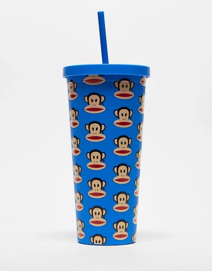 Daisy Street X Paul Frank Reusable Cup And Straw With All Over Print For Women Blue