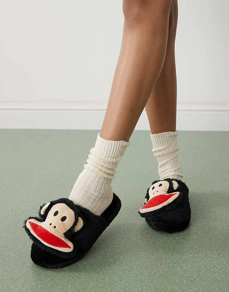 Daisy Street X Paul Frank Fluffy Slippers With 3D Face In Black For Women 5 Daisy Street X Paul Frank Fluffy Slippers With 3D Face In Black For Women - Image 5