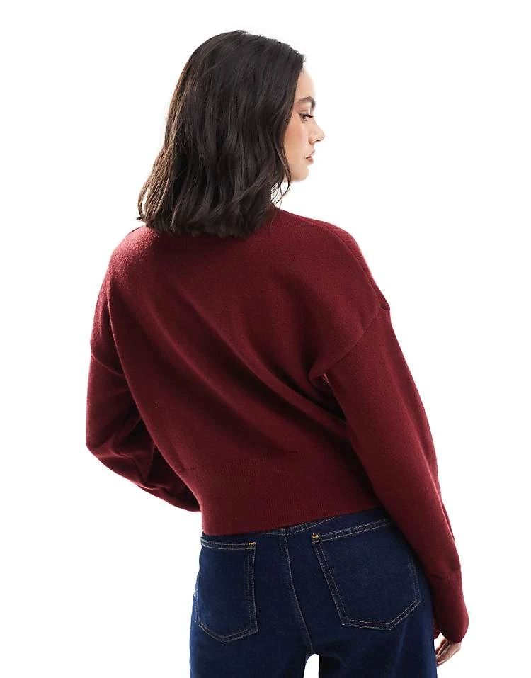 Daisy Street Fitted Waist Cardigan In Burgundy For Women 3 Daisy Street Fitted Waist Cardigan In Burgundy For Women - Image 3