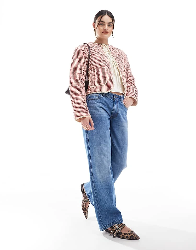 Daisy Street Quilted Jacket In Red Gingham For Women 2 Daisy Street Quilted Jacket In Red Gingham For Women - Image 2